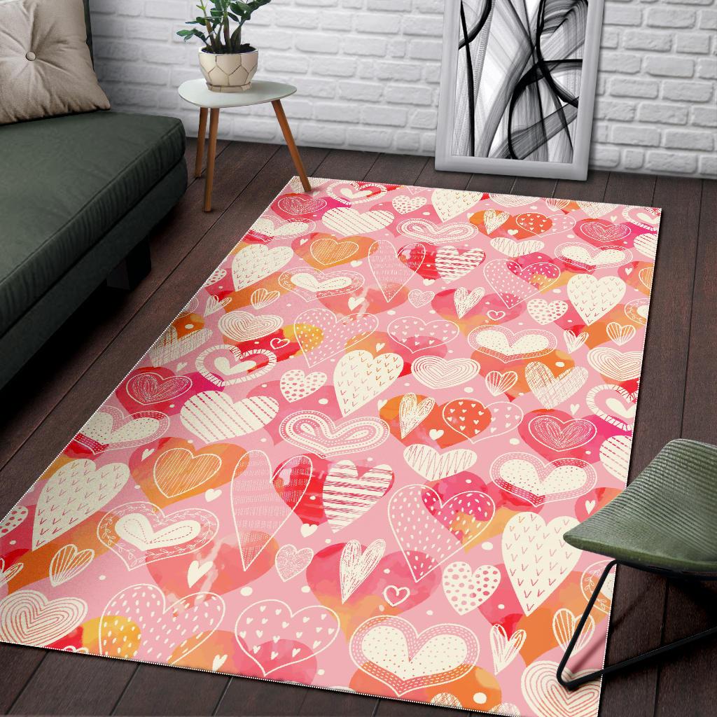 Hand drawn heart design pattern Area Rug