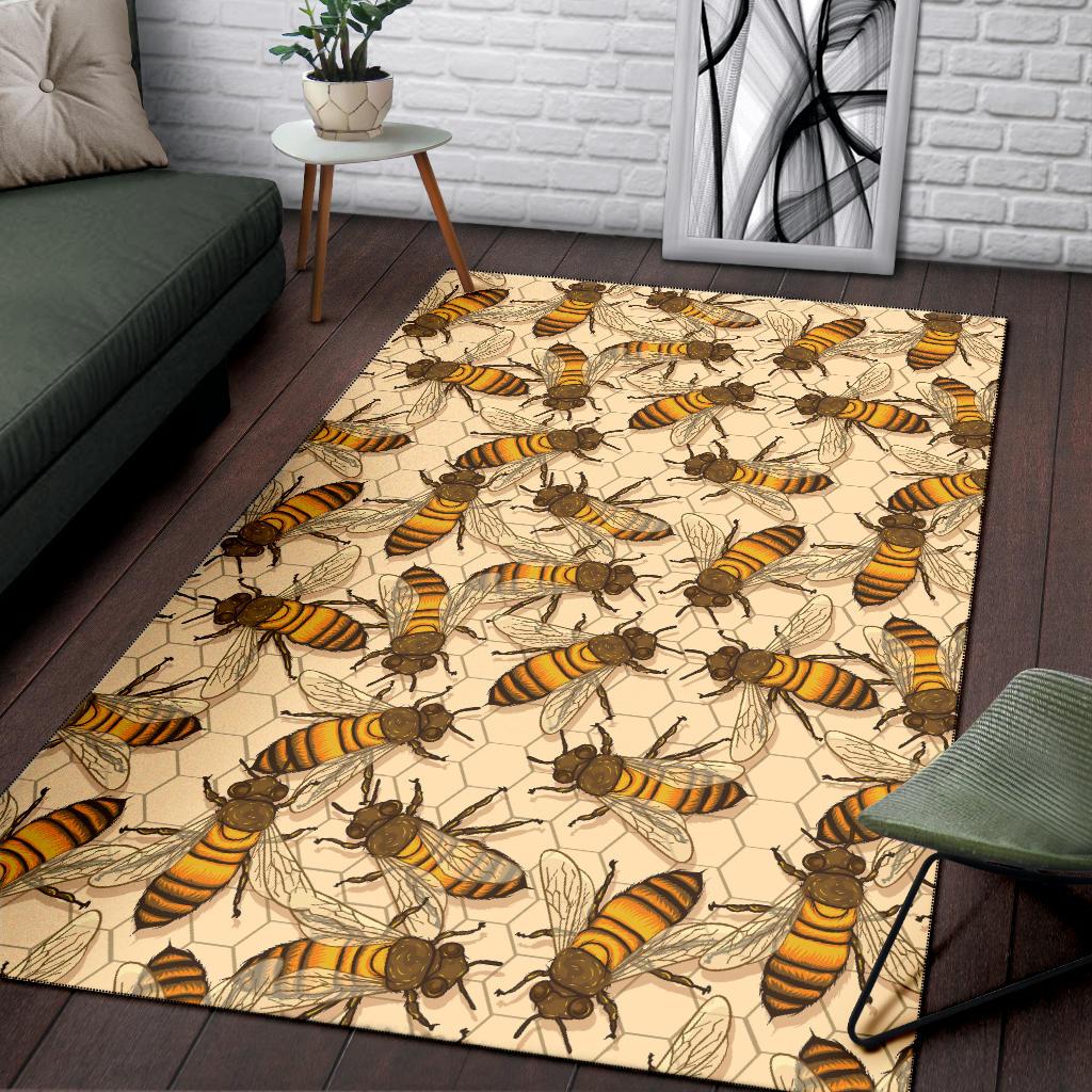 Bee Pattern Print Design BEE05 Area Rugs