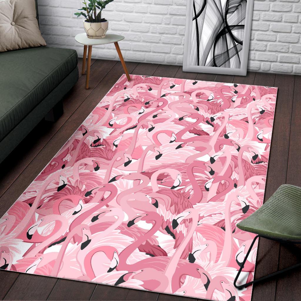 Pink flamingos pattern background Area Rug