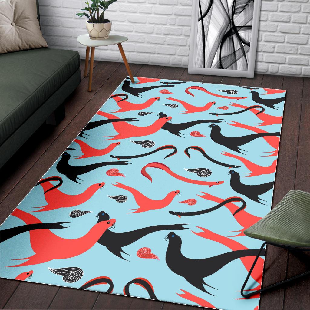 Sea Lion Pattern Theme Area Rug