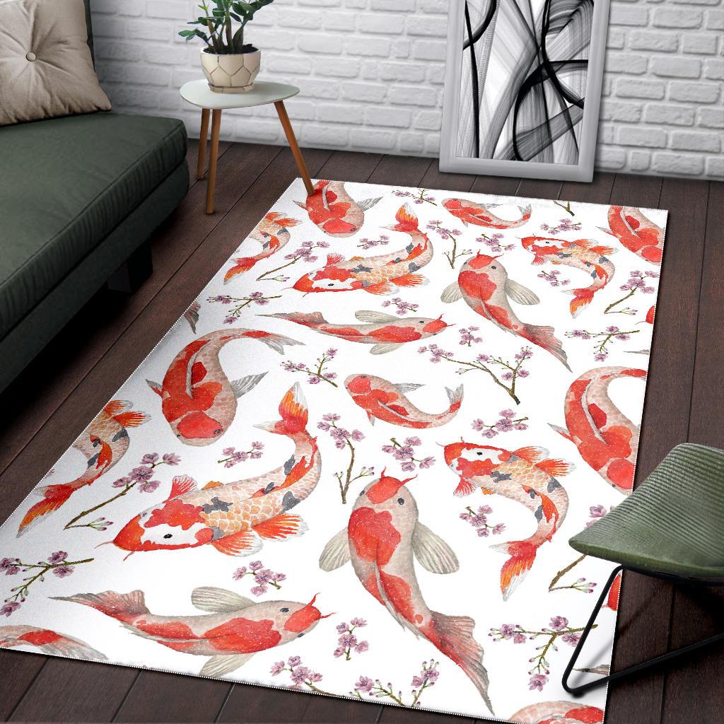 Watercolor Koi Fish Carp Fish pattern Area Rug