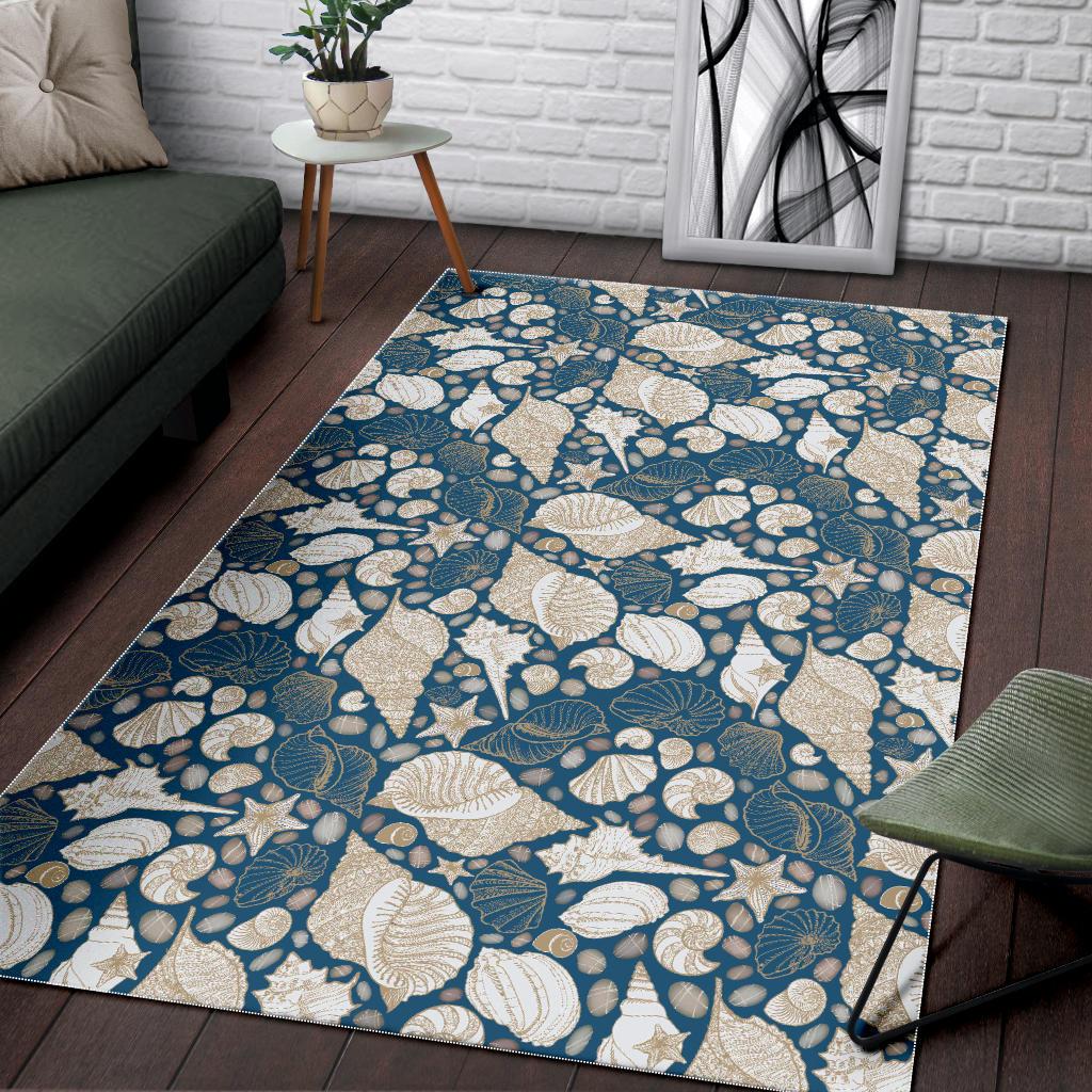 Shell Polynesian Tribal design pattern Area Rug