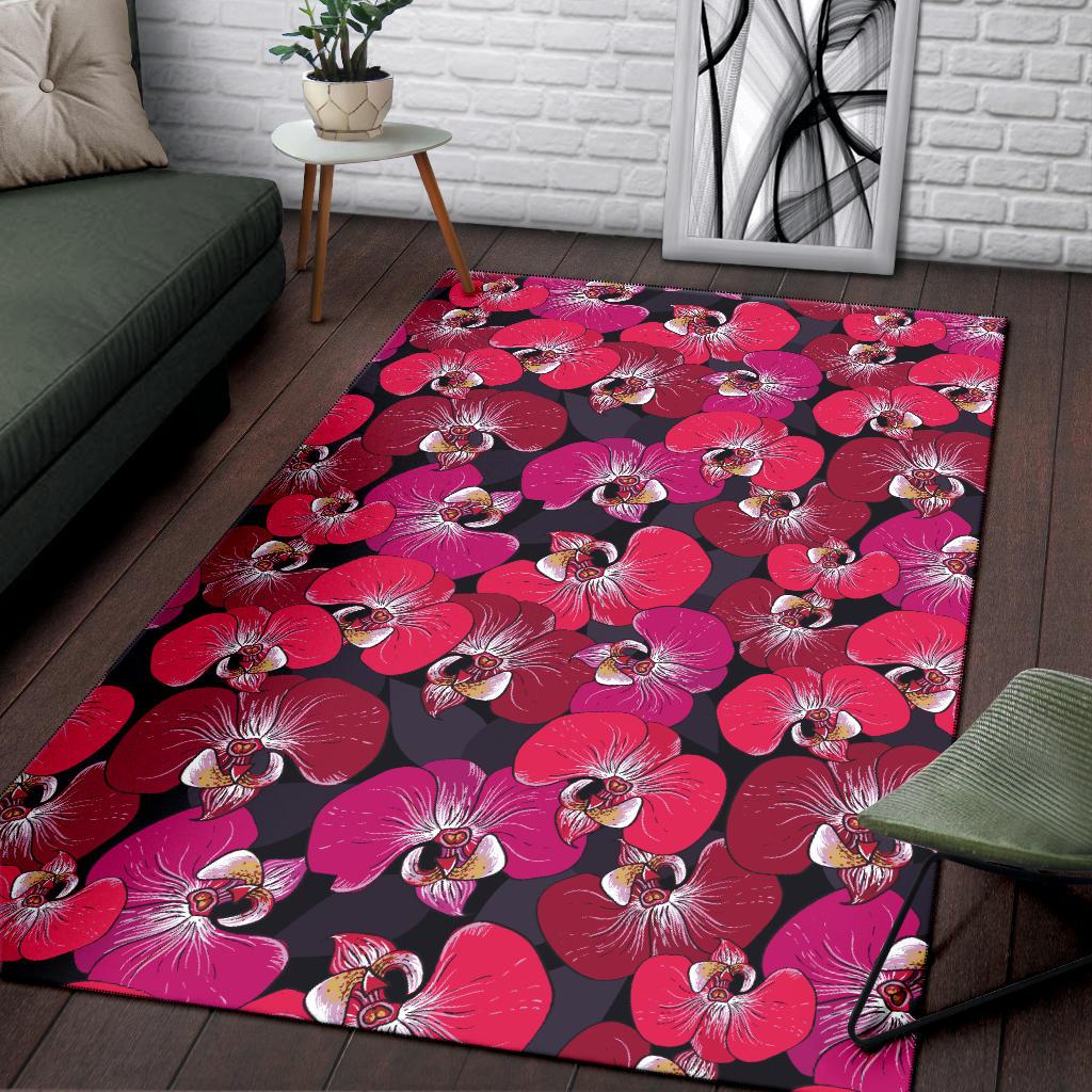 Orchid Red Pattern Print Design OR05 Area Rugs