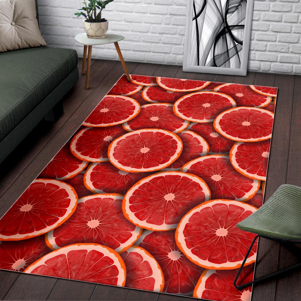 Sliced Grapefruit Pattern Background Area Rug