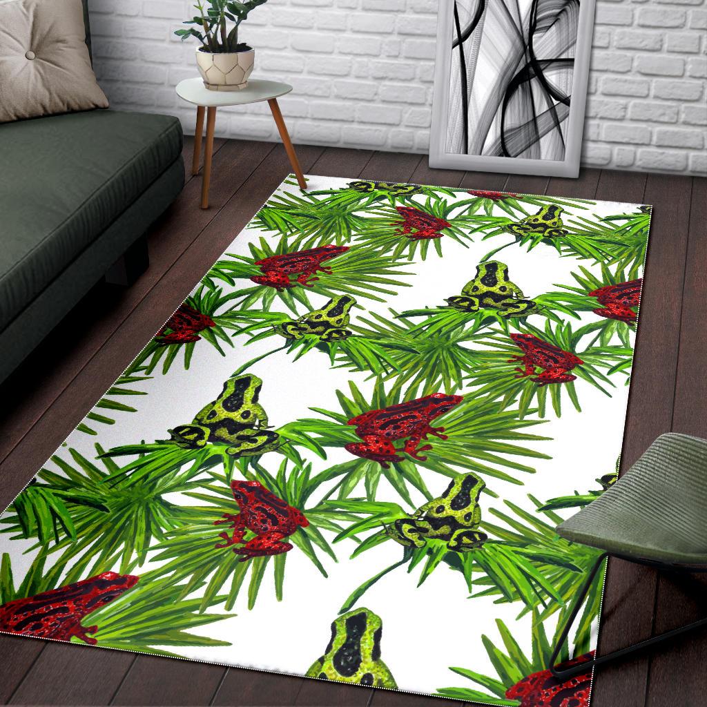 Green Red Frog Pattern Area Rug