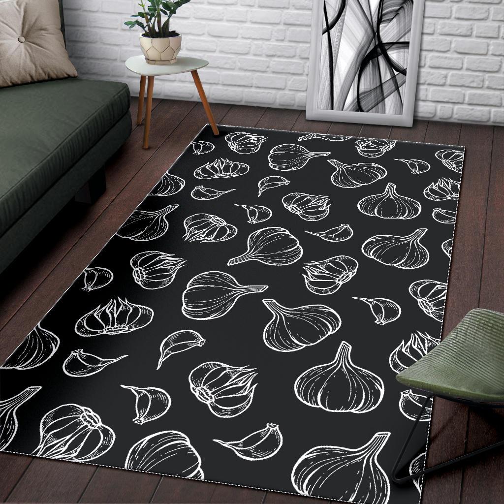 Garlic pattern black background Area Rug
