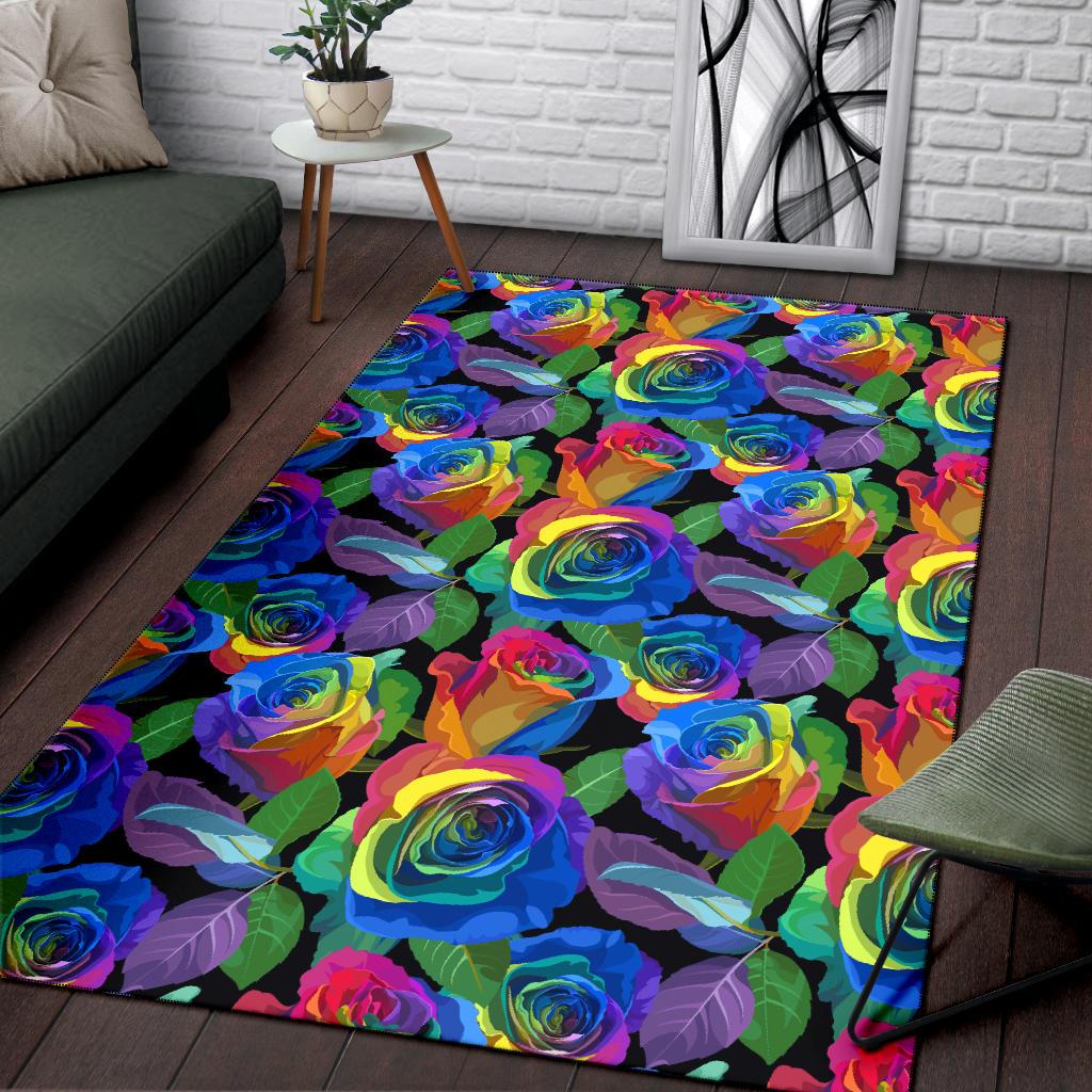 Rose Pattern Print Design RO02 Area Rugs