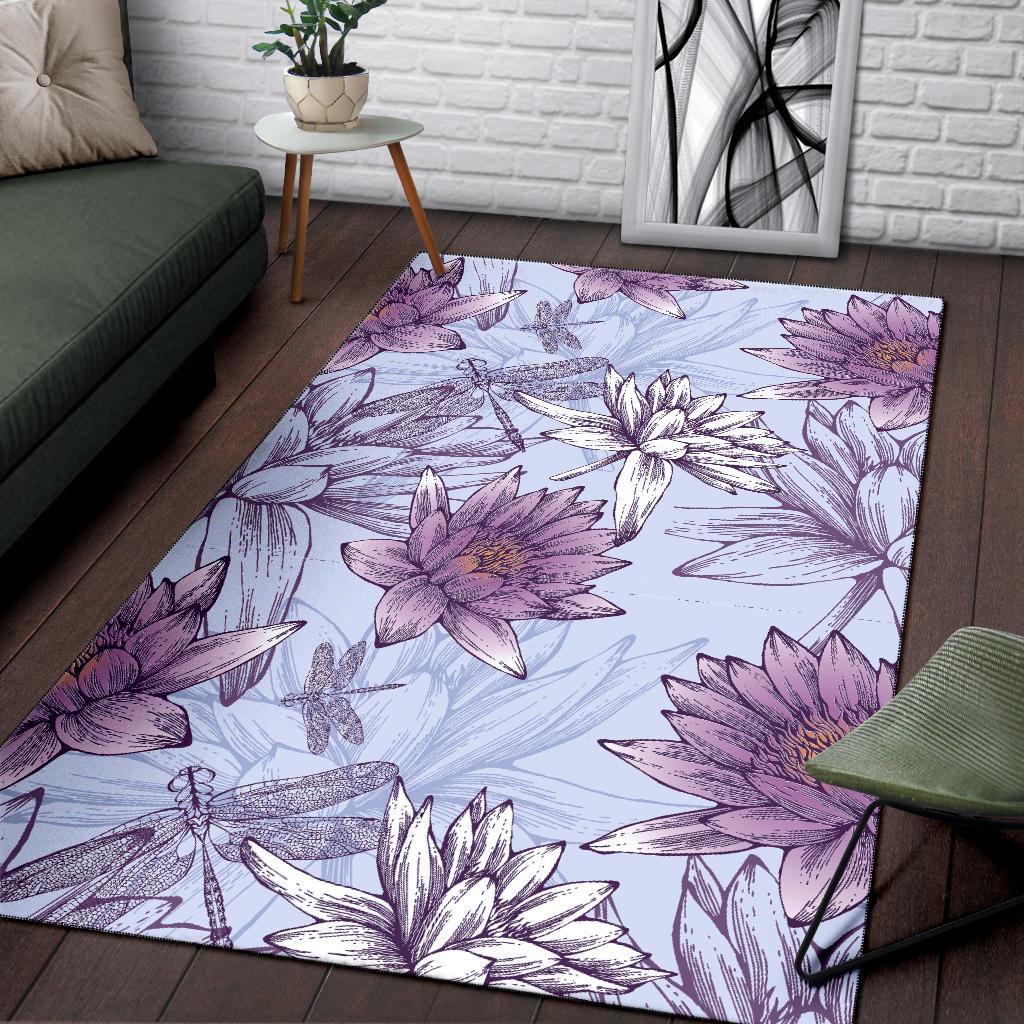 Water Lily Pattern Print Design WL01 Area Rugs