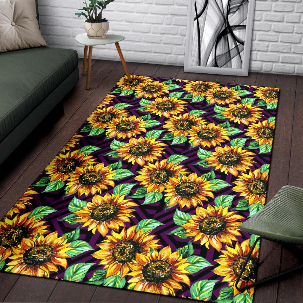 Sunflower Pattern Print Design SF012 Area Rugs