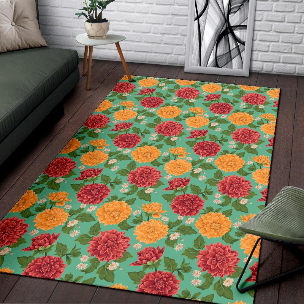 Dahlia Pattern Print Design DH011 Area Rugs