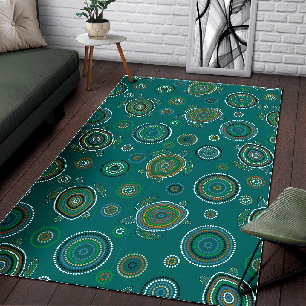 Sea Turtle Aboriginal Pattern Area Rug