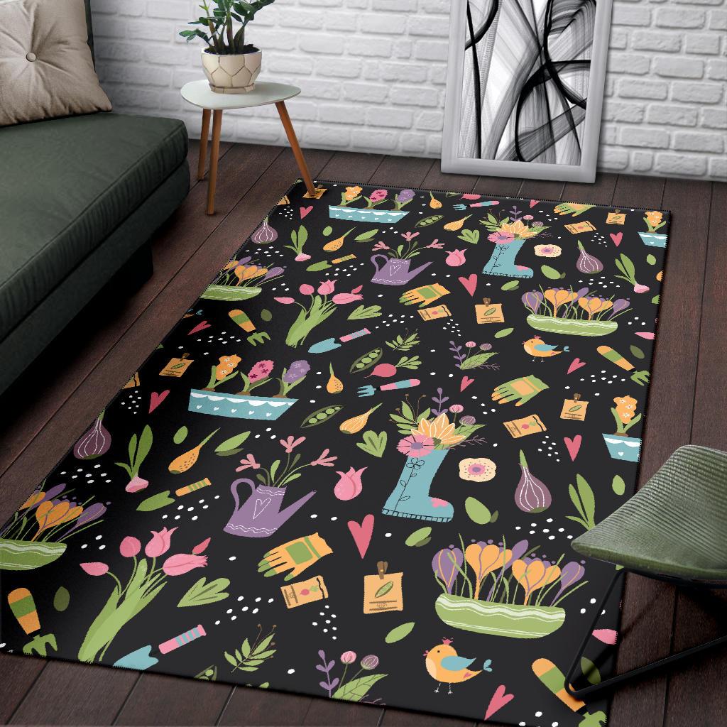 Gardening Pattern Print Design G03 Area Rugs