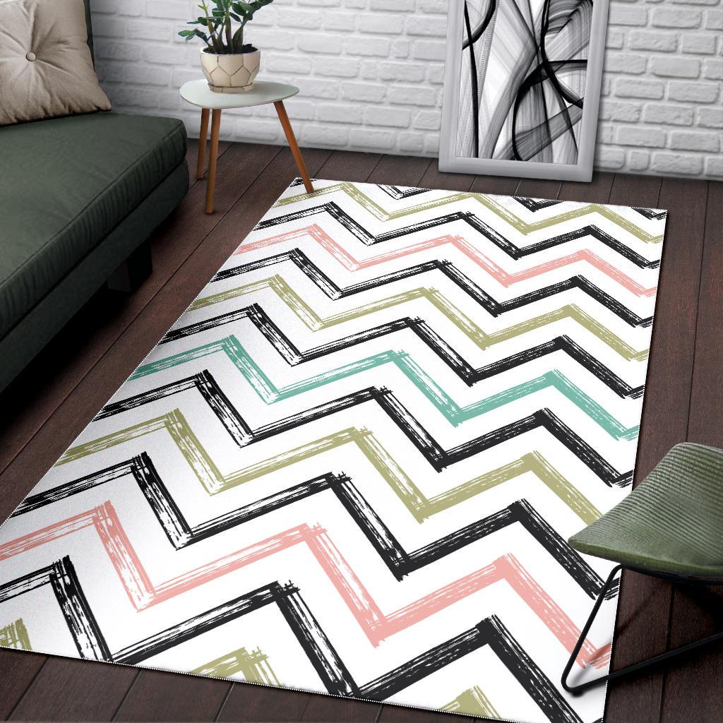 zigzag  chevron paint pattern Area Rug