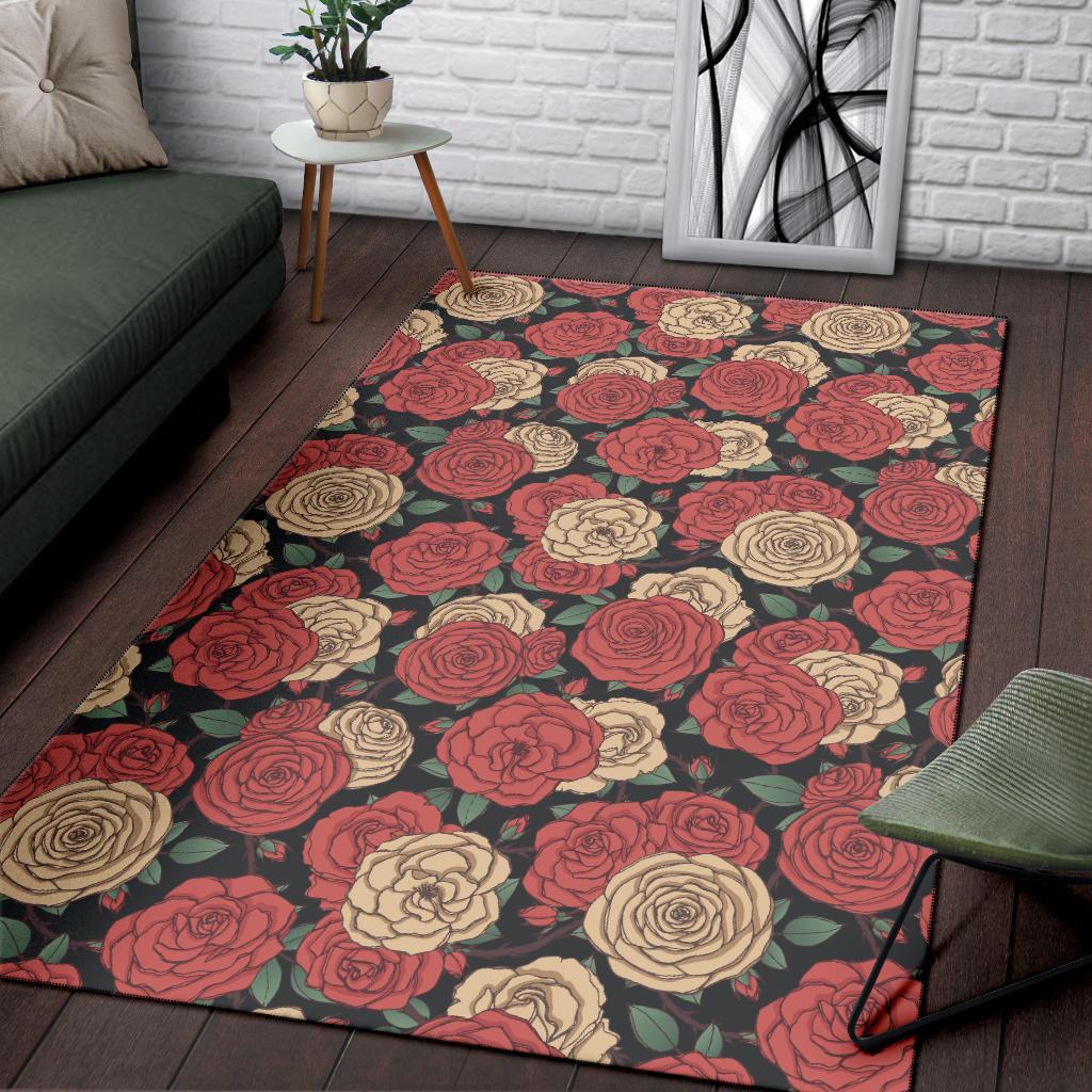 Camellia Pattern Print Design CM01 Area Rugs