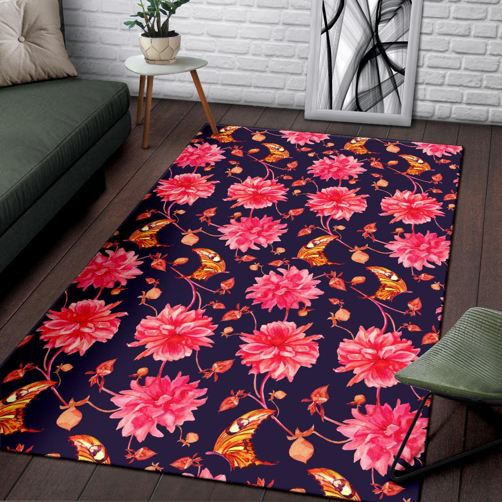 Dahlia Pattern Print Design DH03 Area Rugs