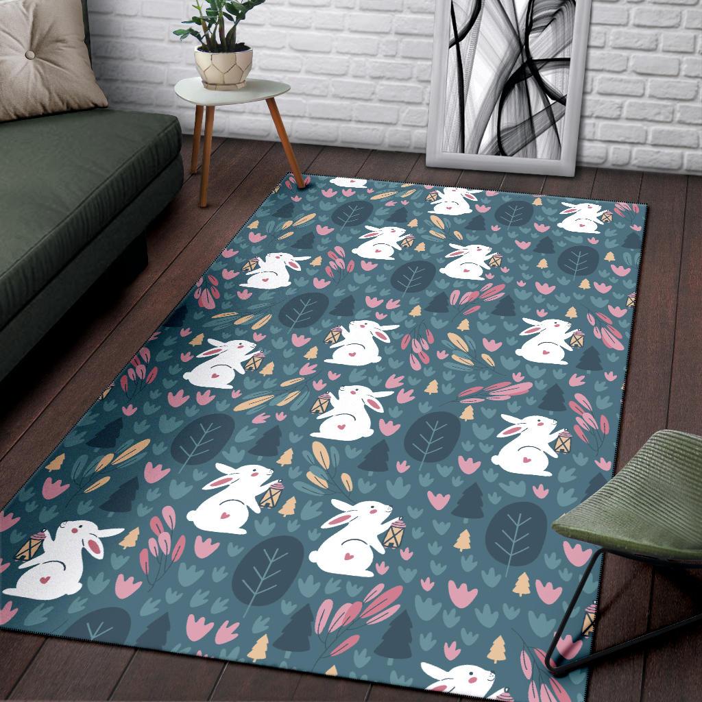 Rabbit Pattern Print Design RB013 Area Rugs