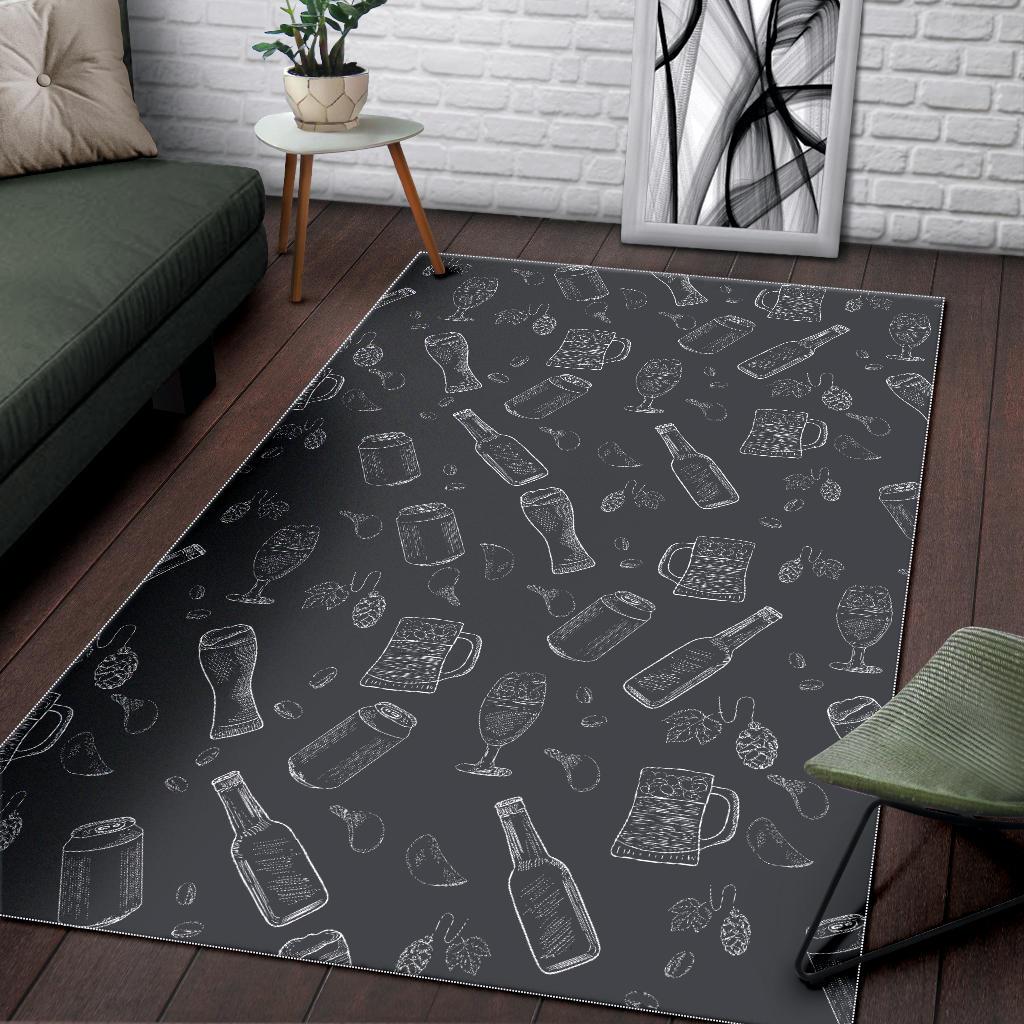 Beer hand drawn pattern Area Rug