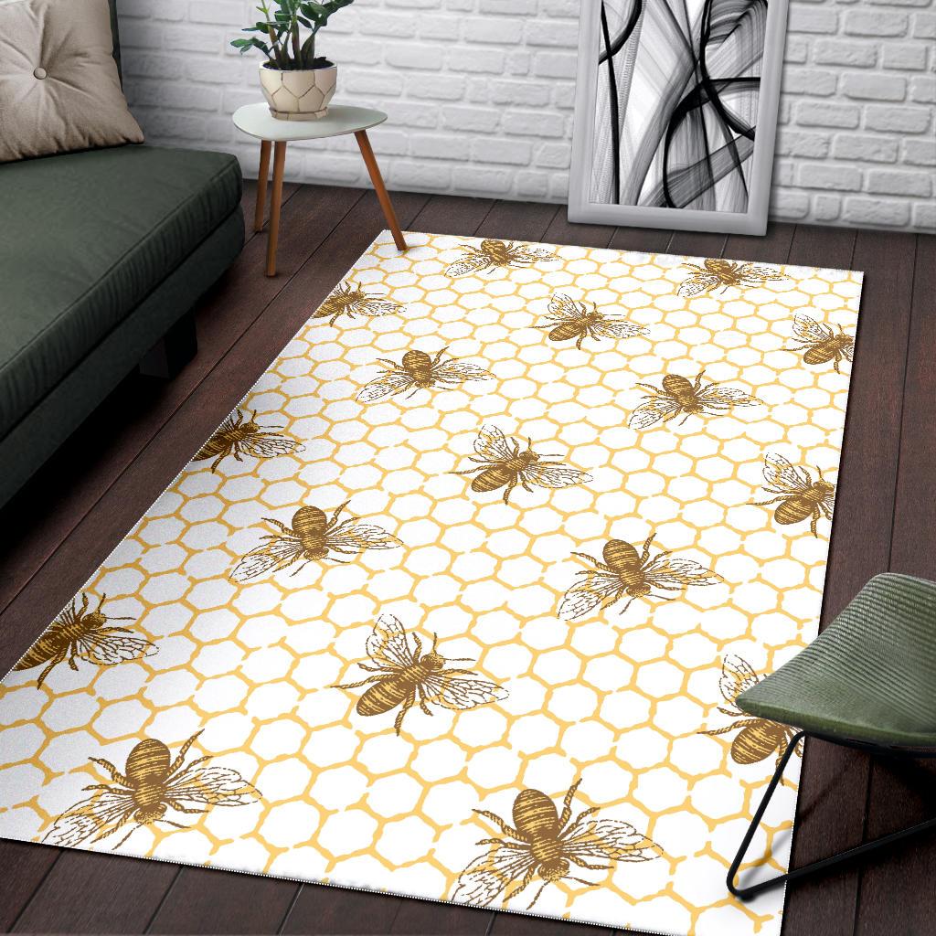 Bee honeycomb seamless design pattern Area Rug