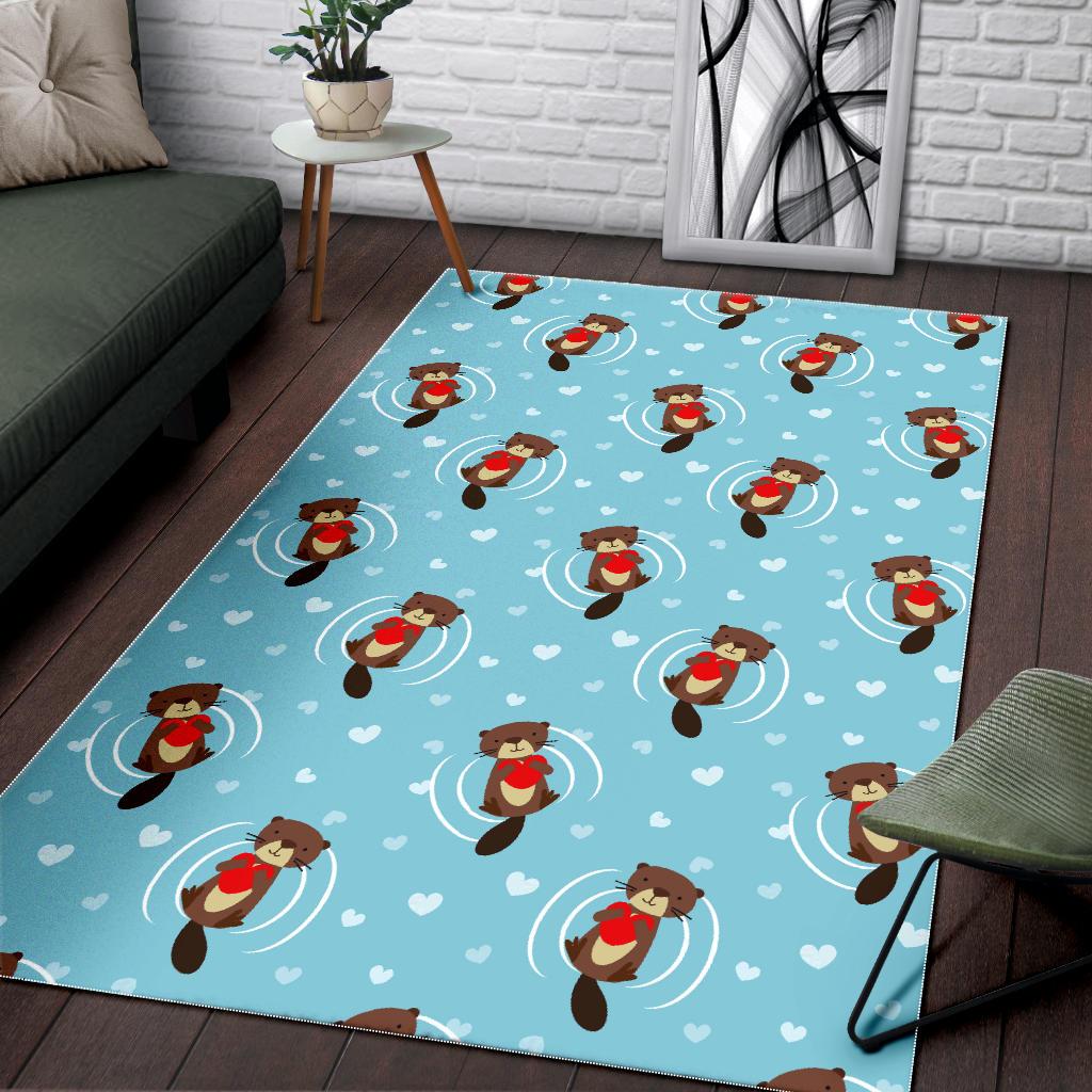 Otter Heart Pattern Area Rug
