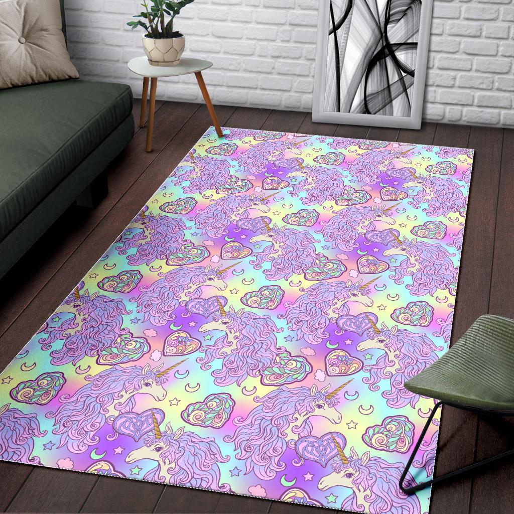 Unicorn Heart Pattern Area Rug