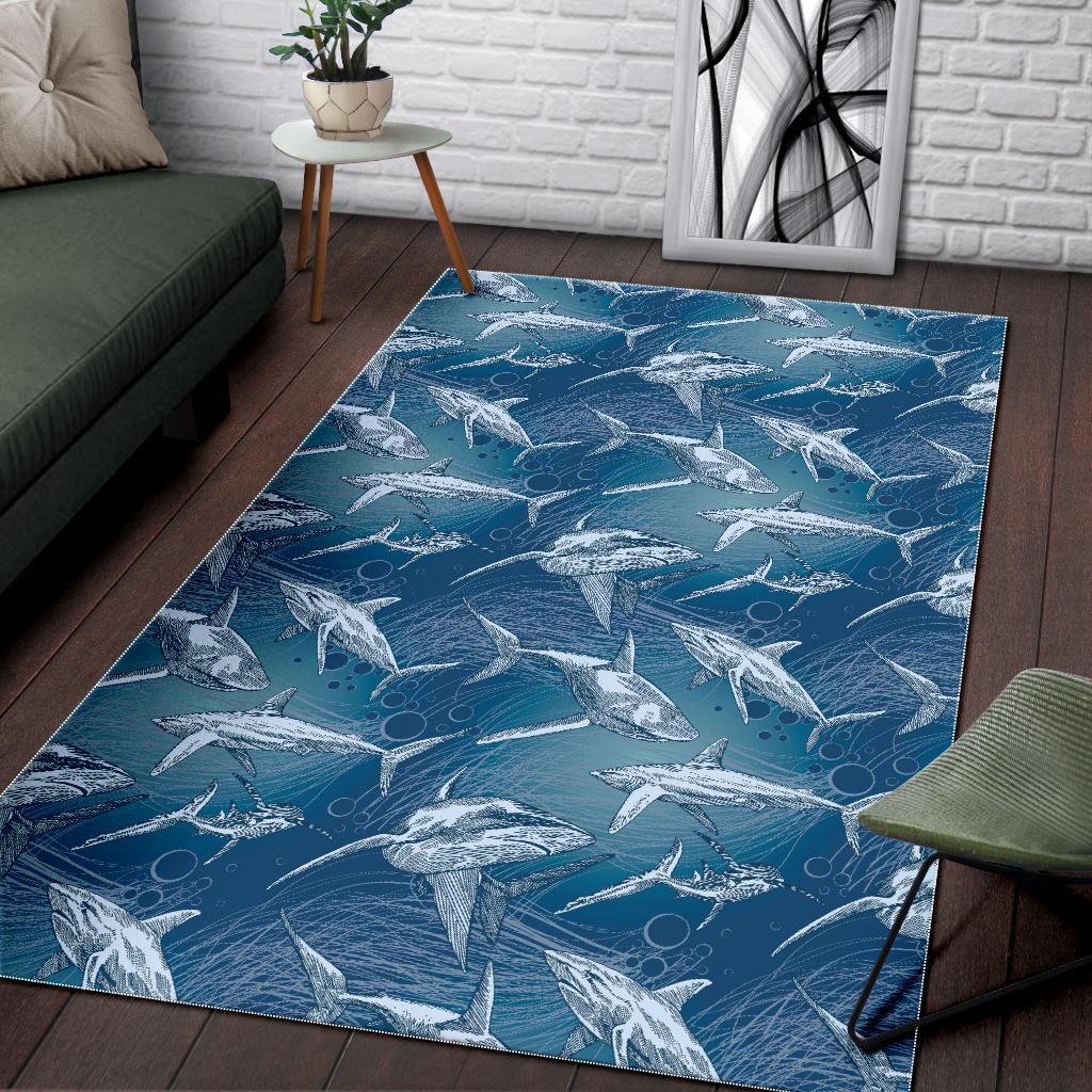 Shark hand drawn Area Rug