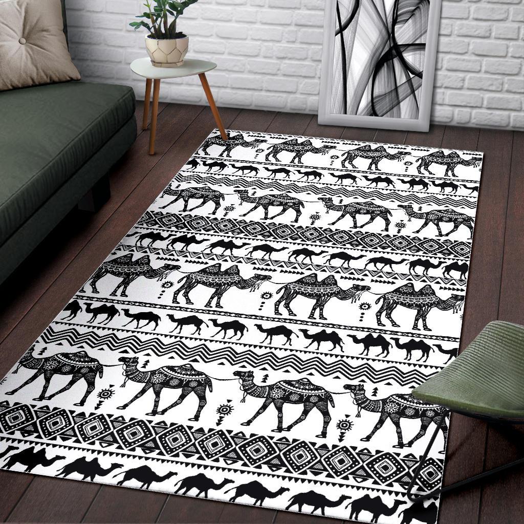 Camel polynesian tribal pattern Area Rug