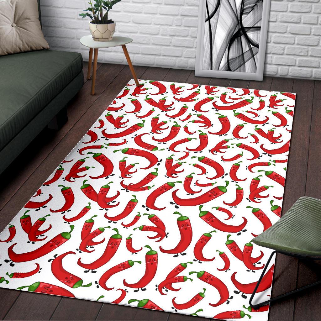 Red Chili Pattern Area Rug