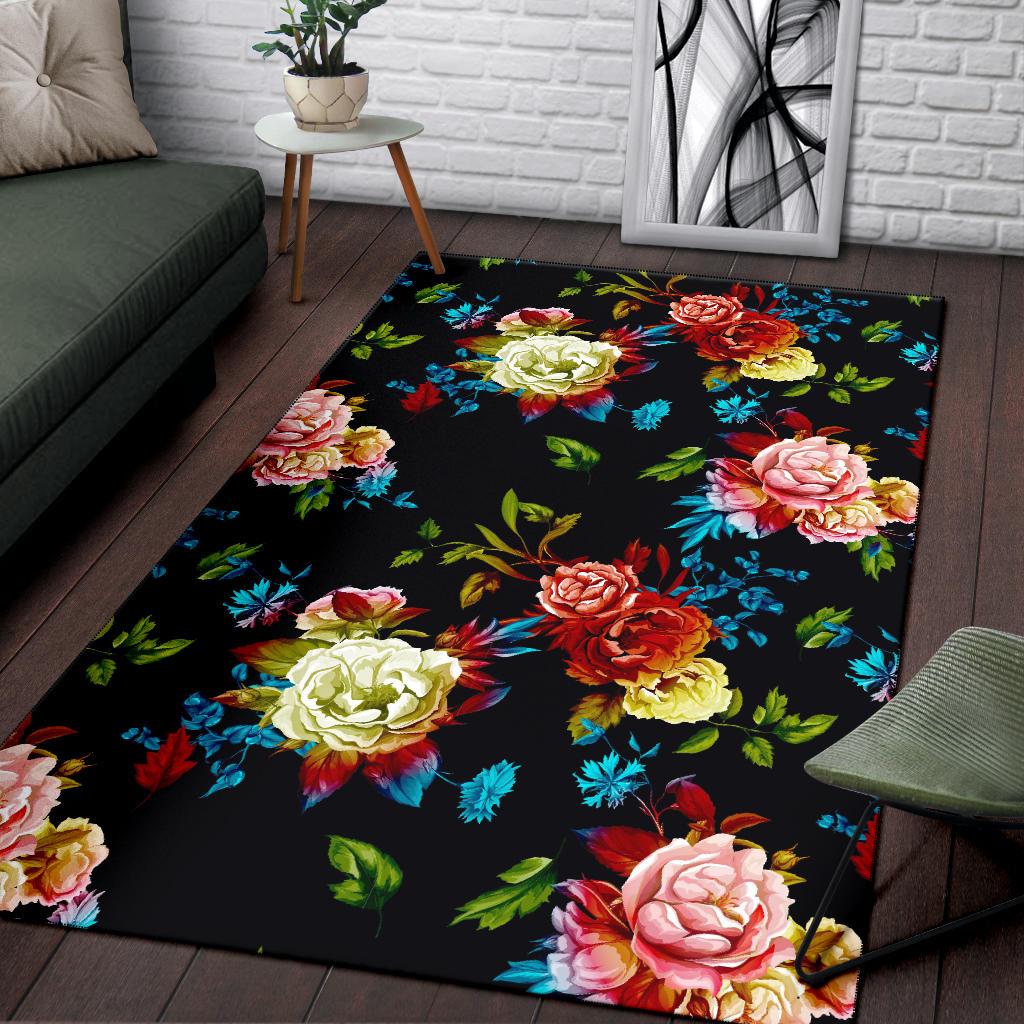 Peony Pattern Print Design PE07 Area Rugs