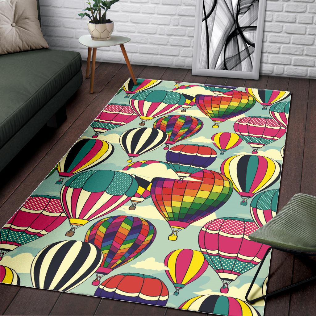 Hot Air Balloon Pattern Background Area Rug