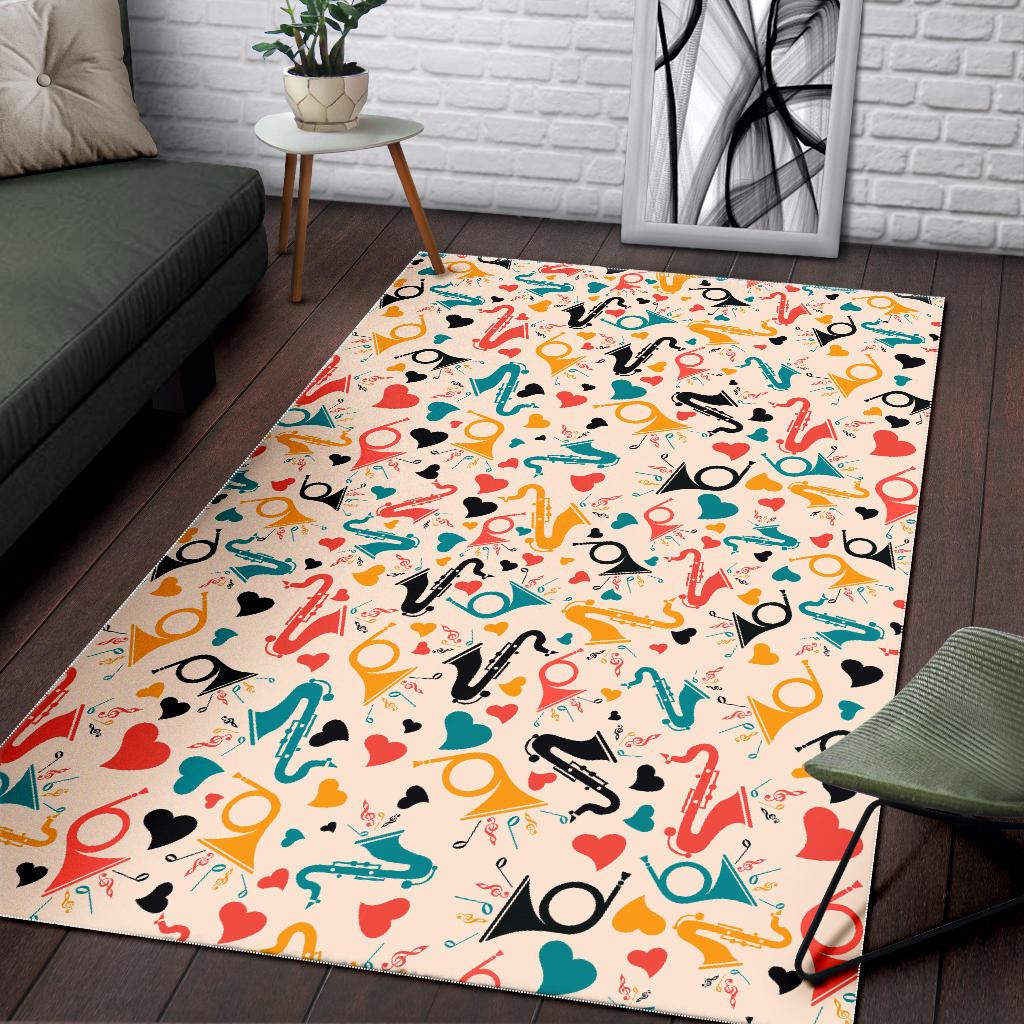 Saxophone Pattern Background Area Rug