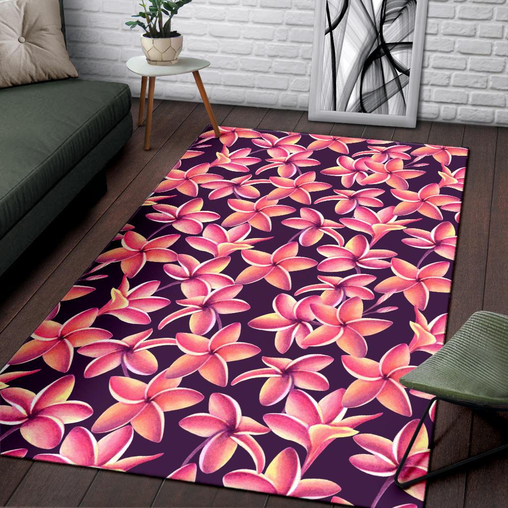 Purple Plumeria Pattern Print Design PM010 Area Rugs