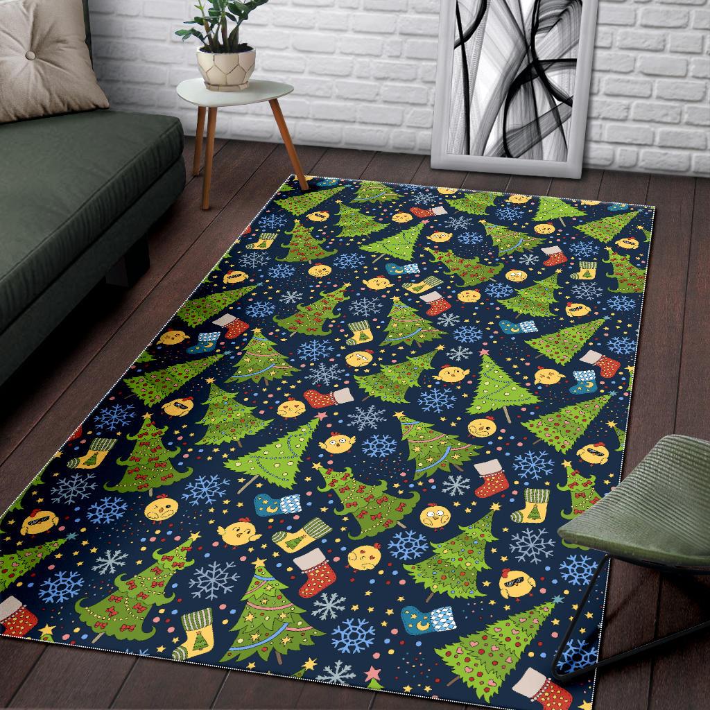 Christmas Tree Snowflake Pattern Area Rug