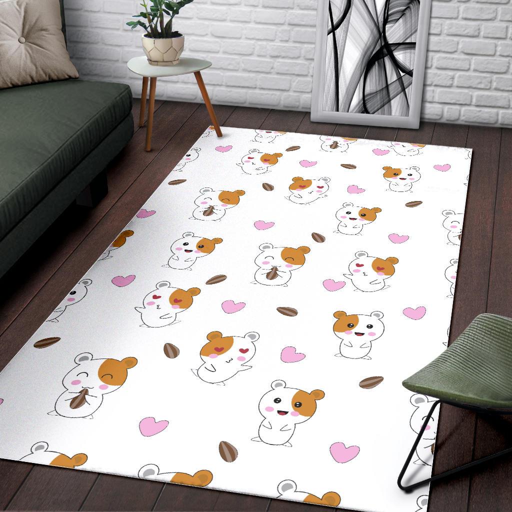 Hamster Seed Heart Pattern Area Rug