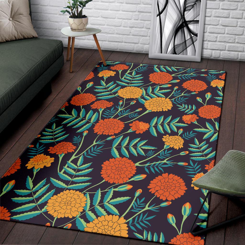 Marigold Pattern Print Design MR01 Area Rugs