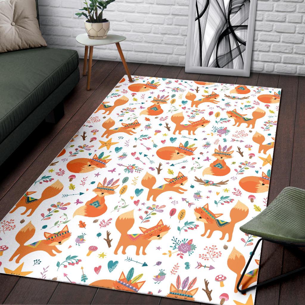 cute tribal fox pattern Area Rug
