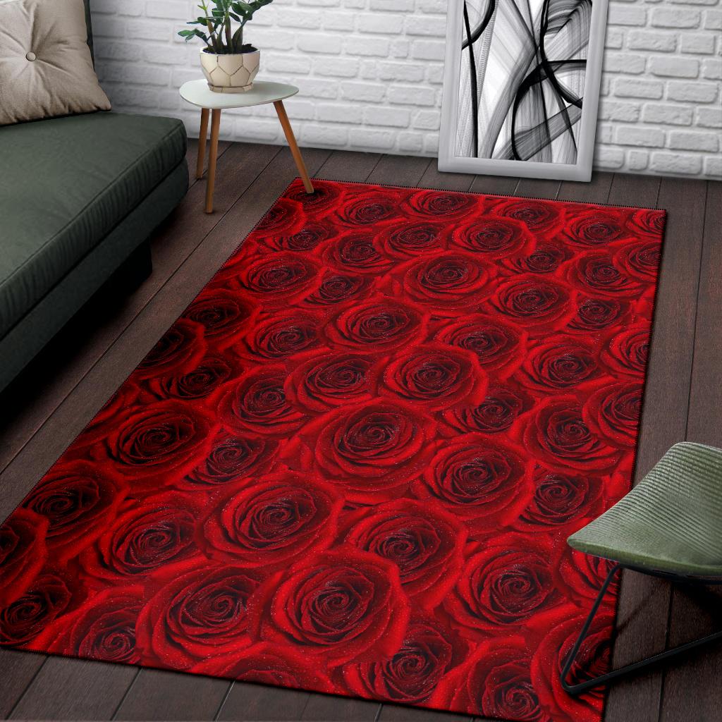 Rose Red Pattern Print Design RO04 Area Rugs