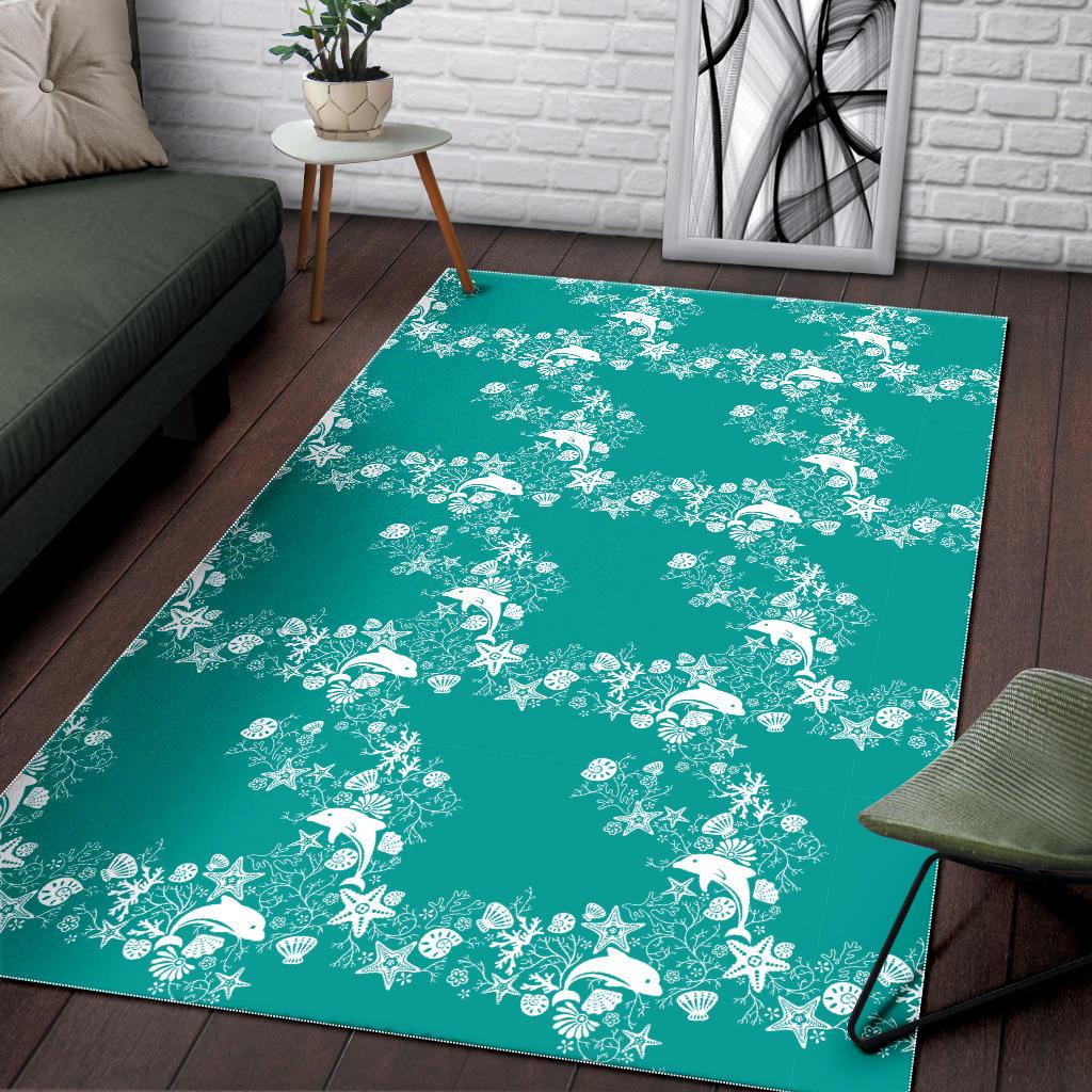 Dolphin Sea Shell Starfish Pattern Area Rug