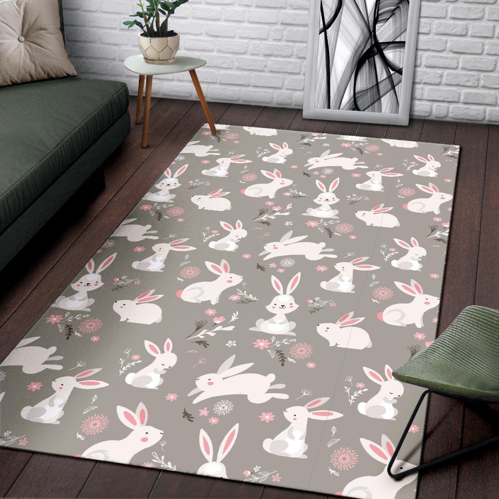 Rabbit Pattern Print Design RB03 Area Rugs