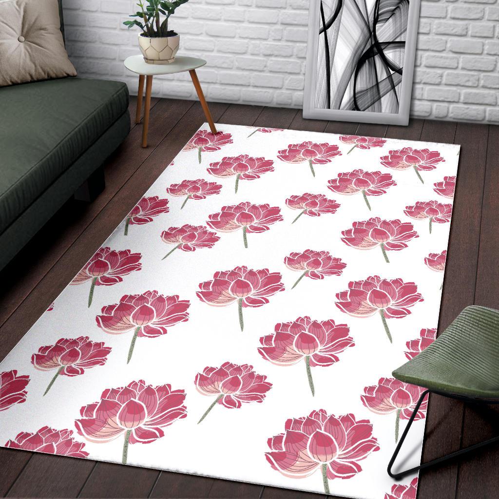 Pink lotus waterlily pattern Area Rug