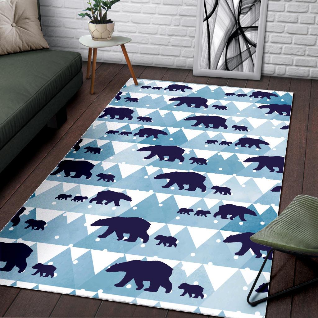 polar bear winter snow pattern Area Rug