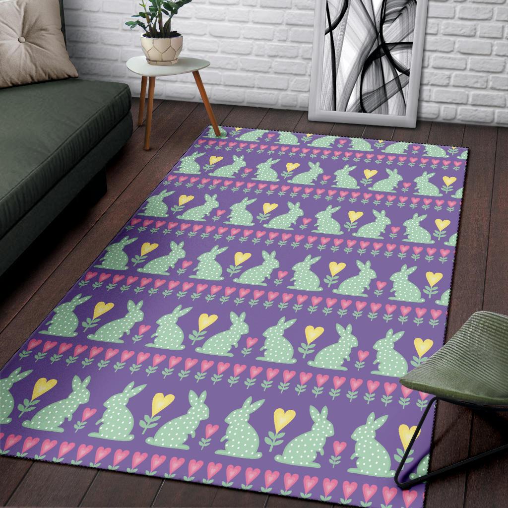 Rabbit Pattern Print Design RB01 Area Rugs