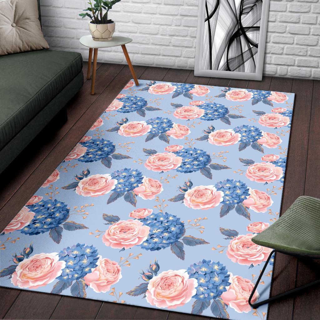 Hydrangea Pattern Print Design HD06 Area Rugs
