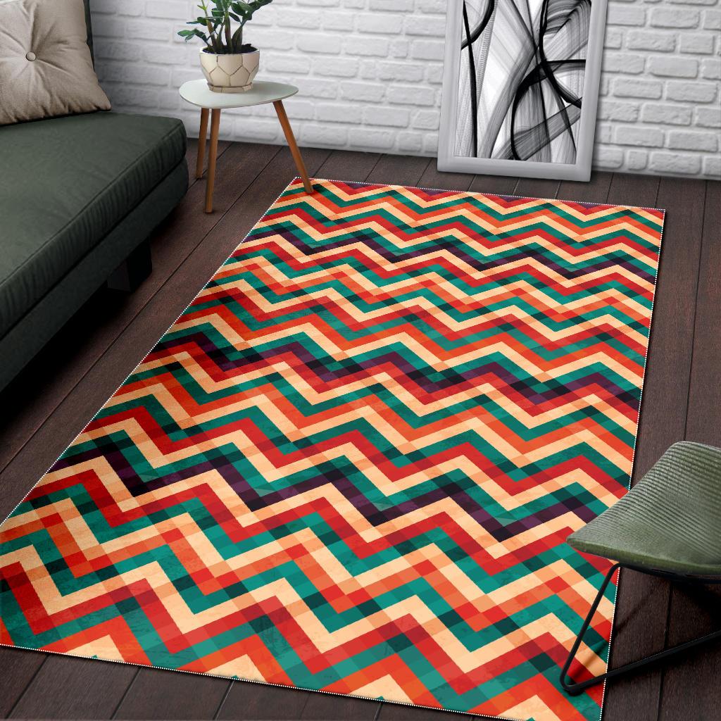 zigzag  chevron colorful pattern Area Rug