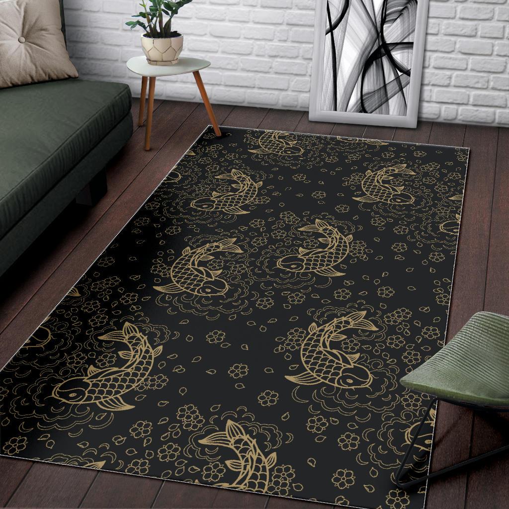 Gold Koi Fish Carp Fish Pattern Area Rug