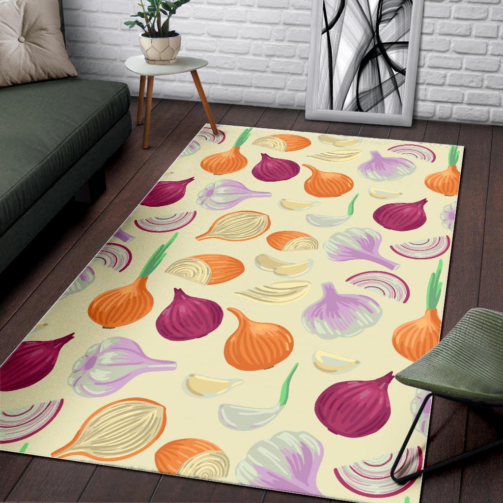 Onion garlic white red pattern Area Rug