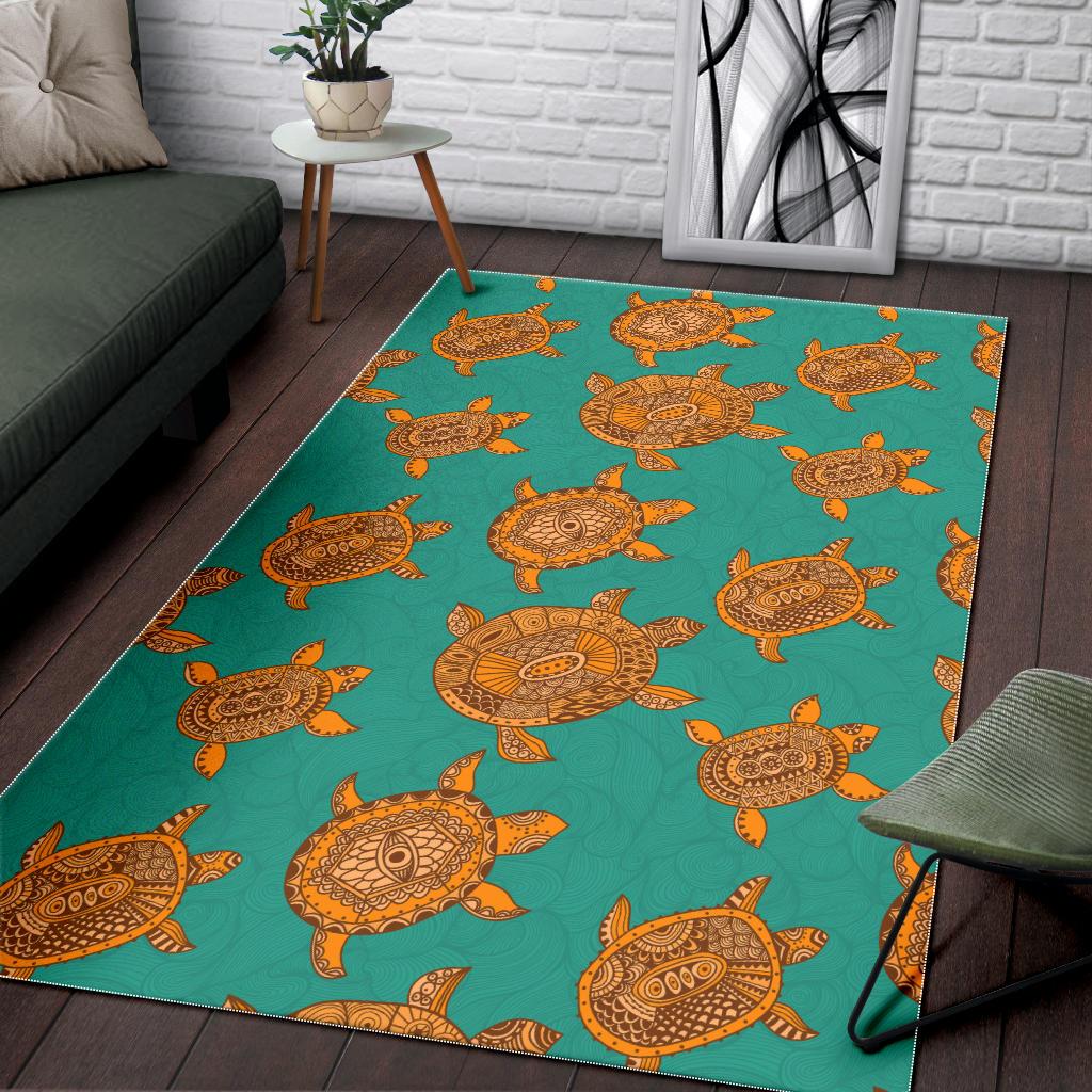 Sea Turtle Tribal Aboriginal Pattern Area Rug