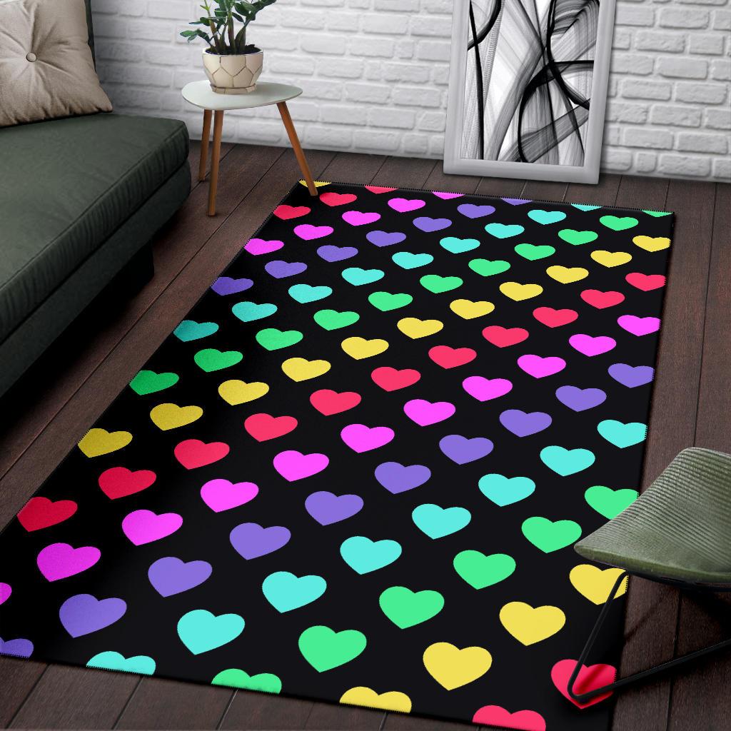 Heart Rainbow Pattern Print Design HE02 Area Rugs