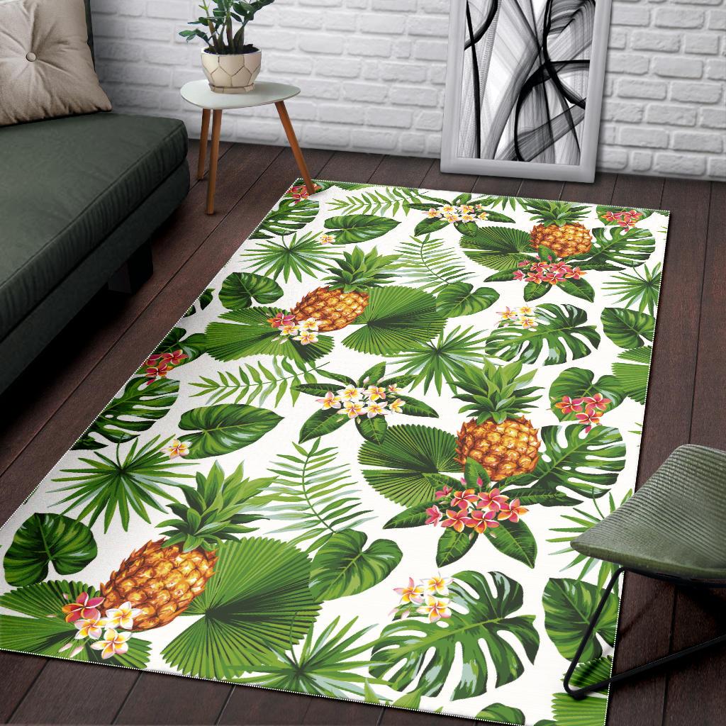 Pineapple Flower Leaves Pattern Area Rug