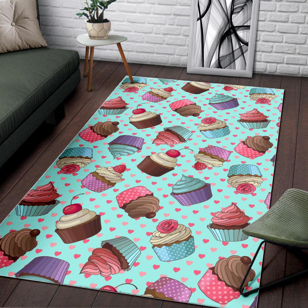 Cup Cake Heart Pattern Area Rug