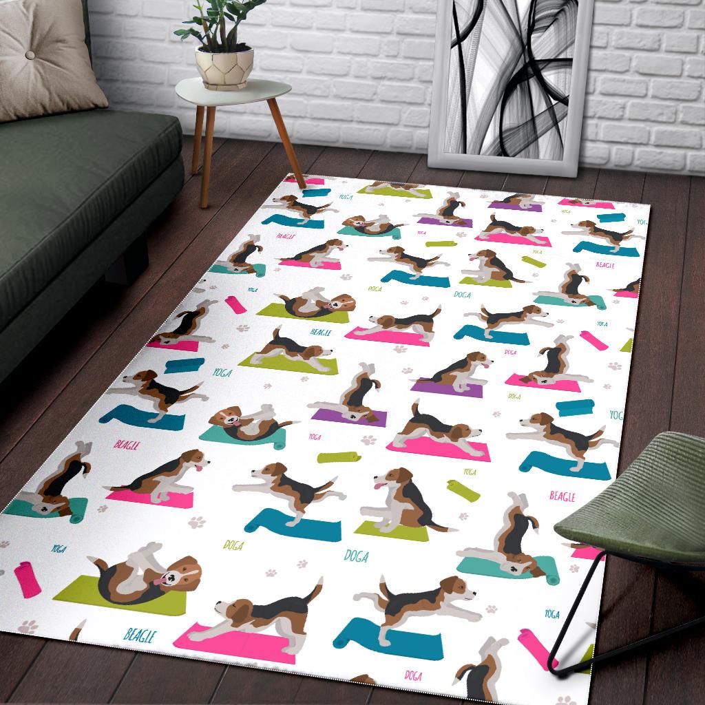Beagle Yoga Pattern Area Rug